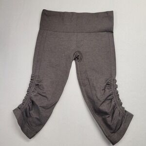 Lululemon Ebb to Street Crop II Grey Ruched‎ Seamless Leggings Size 6